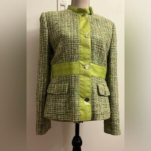 Dolce & Gabbana Tweed Jacket 8 Water Snake Green Boucle